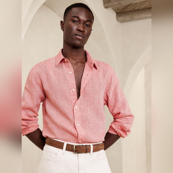 Banana Republic Other - NWOT BR Castello Linen Shirt In Large Tall Size in Pacific Pink Color